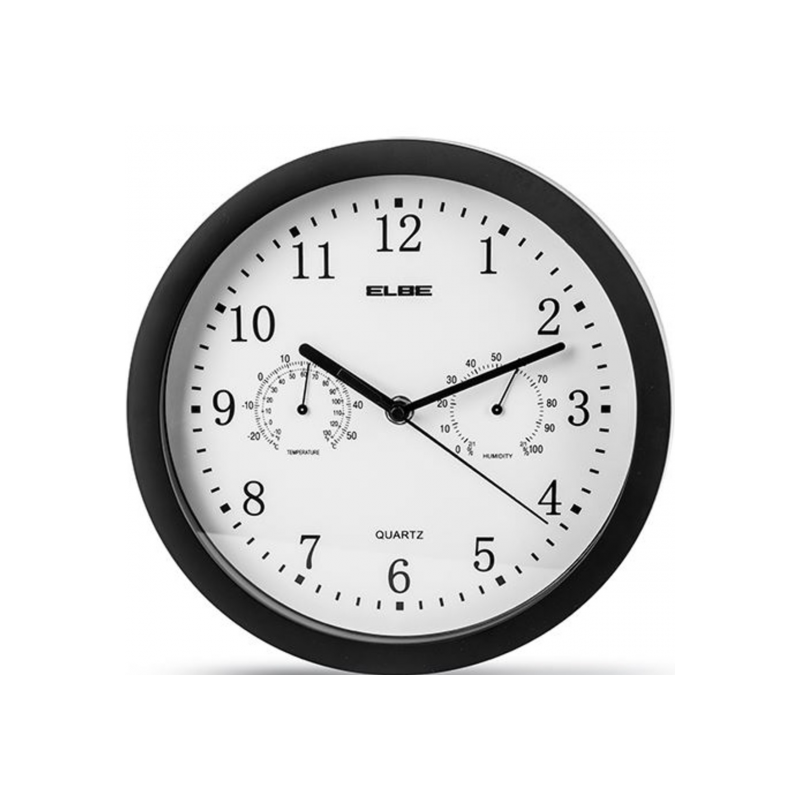 RELOJ ANALOGICO RP1005N PARED NEGRO 25CM TEMP/HUME