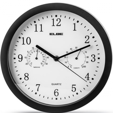 RELOJ ANALOGICO RP1005N PARED NEGRO 25CM TEMP/HUME
