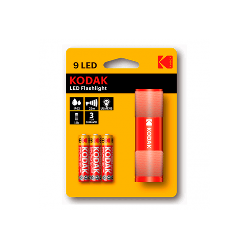LINTERNA KODAK 9LED + 3 PILAS AAA ROJA
