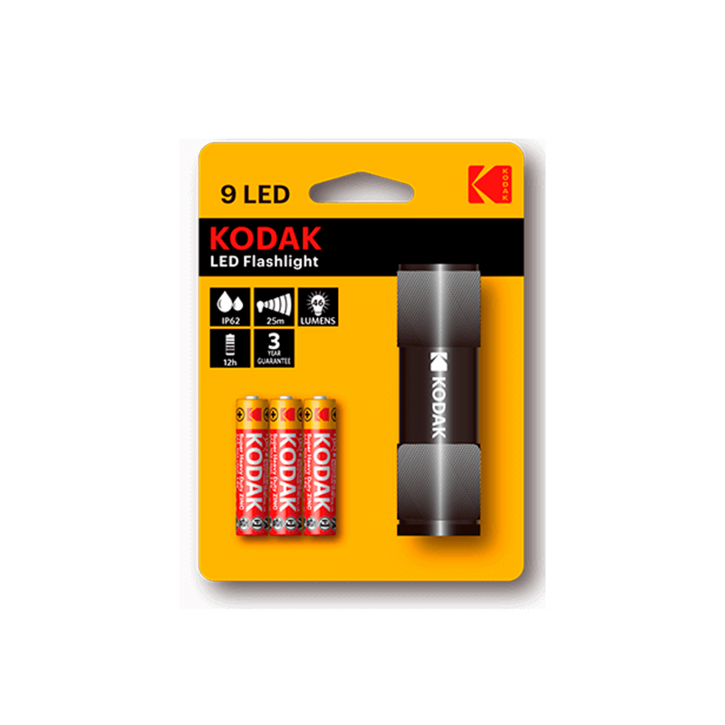 LINTERNA KODAK 9LED + 3 PILAS AAA NEGRA