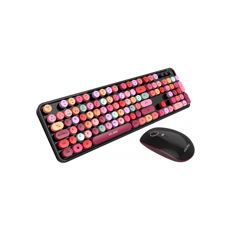 TECLADO+RATON ELBE PTR-104 VINTAGE ROSA INALAM