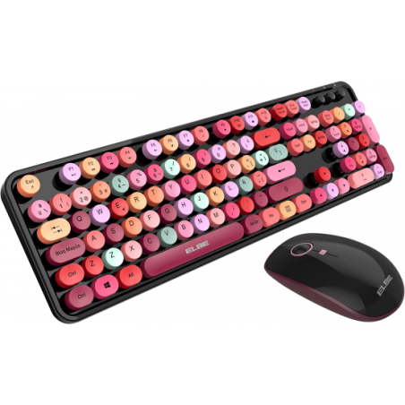 TECLADO+RATON ELBE PTR-104 VINTAGE ROSA INALAM