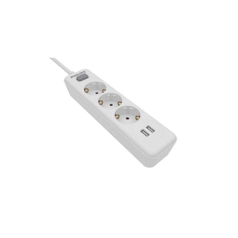 REGLETA PHILIPS 3 TOMAS SCHUKO + 2USB A