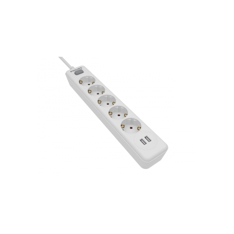 REGLETA PHILIPS 5 TOMAS SCHUKO + 2USB A