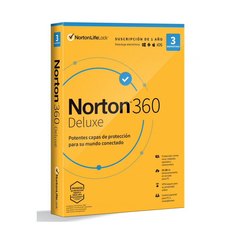 ANTIVIRUS NORTON 360 DELUXE 25GB 1 USUARIO 3 DISP