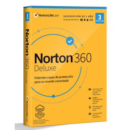 ANTIVIRUS NORTON 360 DELUXE 25GB 1 USUARIO 3 DISP