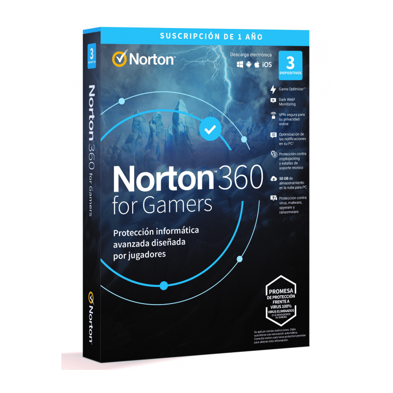 ANTIVIRUS NORTON 360 GAMERS 50GB 1 USUARIO 3 DISP