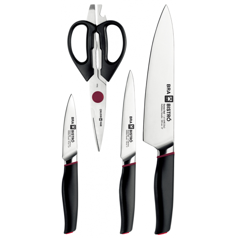 CUCHILLO BRA BISTRO SET 3 CUCHILLOS + TIJERAS