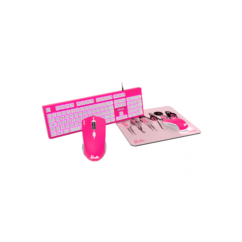 TECLADO+RATON+ALFOMBRILLA KROM KANDY BARBIE GAMING