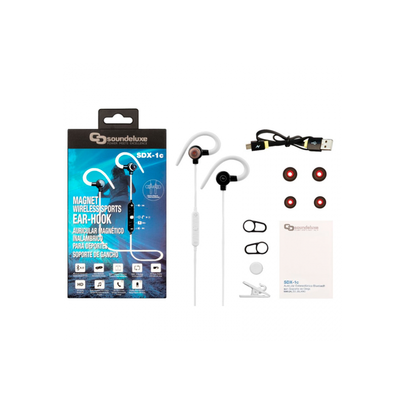 AURICULARES SOUNDELUXE SDX1C CLIP DEPORTE WHITE