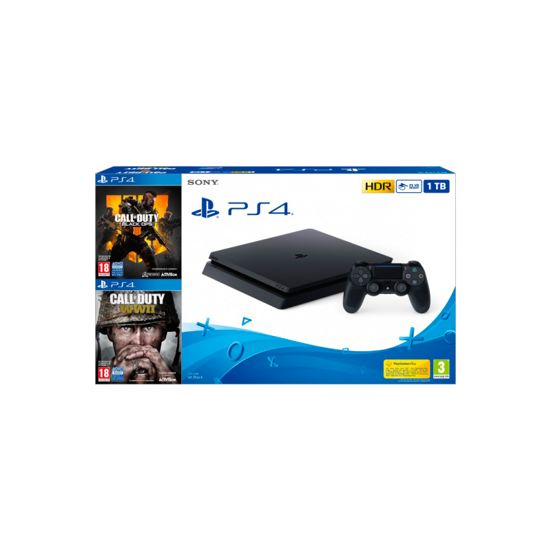 CONSOLA SONY PS4 1TB + COD BLACK OPS IIII + COD WW