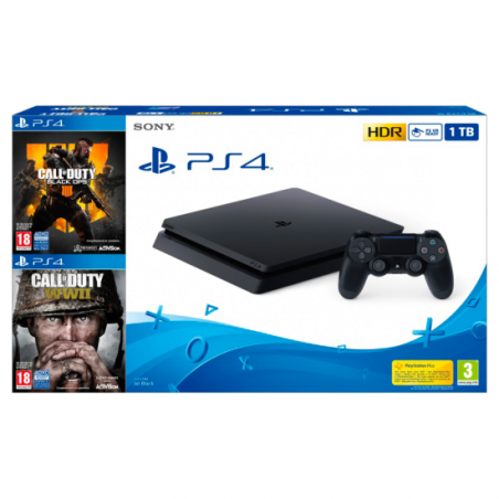 CONSOLA SONY PS4 1TB + COD BLACK OPS IIII + COD WW
