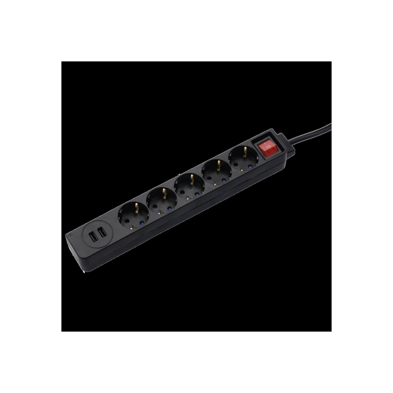 REGLETA HAMA 00137351 5 TOMAS USB 3.4A NEGRA