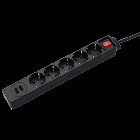 REGLETA HAMA 00137351 5 TOMAS USB 3.4A NEGRA